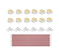 Clearhill 8mm 2Pin 30Packs Press-in Assembly COB LED Strip Connector Corner Kit,14pcs Clear Connectorss,6pcs L-Shape Corner Connectors,10pcs Red and Black 22 AWG Wire,for 5V 12V 24V LED Strip