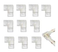 Clearhill 8mm 3Pin 10Pcs Transparent Solderless L-Shape COB LED Strip Connectors,90°Right Angle Corner Joints for Double Color 5V/12V/24V LED Strips,No Soldering Required,Secure Connection.