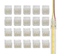 Clearhill 8mm 3Pin 20Pcs Transparent Solderless LED Light Strip Connectors,Strip to Wire Connectors,for Double Color 5V/12V/24V LED Strips,No Soldering Required,Secure Connection.