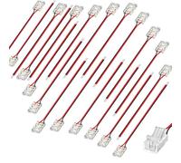 Clearhill 8mm COB LED Strip Connectors,2-Pin 20Packs Solderless Strip to Wire Connectors + 10cm Cable-Gapless Connection for 8mm Single Color COB LED Strips