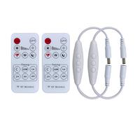 Clearhill DC Dimmer Switch with 5521 Male and Female Connector 2Packs,Remote Control,ON-Off Function,Stepless Dimming,2A Current,22AWG Wire,60s delay Off,for 12V Single Color Led Lights(White)