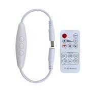 Clearhill DC Dimmer Switch with 5521 Male and Female Connector,Remote control,6-Speed Dimming,ON-OFF Function,Stepless Dimming,2A current,22AWG wire,60s delay off,for12V Single Color Led Lights(white)