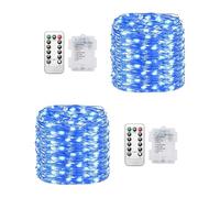 Clearhill Fairy Lights 2Pack, 32.8FT 100LED String Lights Battery（Not Included） Operated with Remote Control,Blue，8 Modes, Timing & Dimmable for Christmas Bedroom Indoor Outdoor Decor