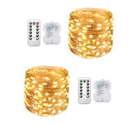 Clearhill Fairy Lights 2Pack, 32.8FT 100LED String Lights Battery（Not Included） Operated with Remote Control, Warm，8 Modes, Timing & Dimmable for Christmas Bedroom Indoor Outdoor Decor