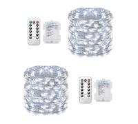 Clearhill Fairy Lights 2Pack, 65.6FT 200LED String Lights Battery（Not Included） Operated with Remote Control, White，8 Modes, Timing & Dimmable for Christmas Bedroom Indoor Outdoor Decor