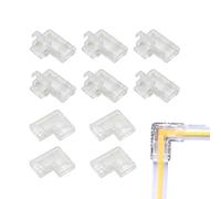 Clearhill L-Shape 2Pin Transparent Solderless COB LED Strip Connectors,10mm - 90°Right Angle Corner Joints for 5V 12V 24V Single Color LED Strip Lights (10Packs) - Seamless Corner Connection.