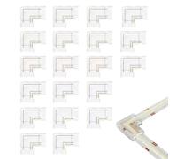 Clearhill L-Shape 2Pin Transparent Solderless COB LED Strip Connectors,8mm - 90°Right Angle Corner Joints for 5V 12V 24V Single Color LED Strip Lights (20Packs) - Seamless Corner Connection.