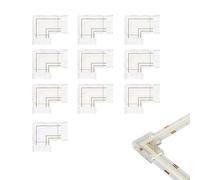 Clearhill L-Shape 2Pin Transparent Solderless COB LED Strip Connectors,8mm - 90°Right Angle Corner Joints for 5V 12V 24V Single Color LED Strip Lights (10Packs) - Seamless Corner Connection.