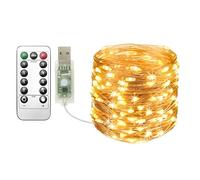 Clearhill USB Fairy Lights 1Pack,33ft/10M Warm White 100LED USB Cooper Wire String Lights with Remote Control, 8 Modes, Timing & Dimmable for Christmas Bedroom Indoor Outdoor Decor