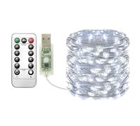 Clearhill USB Fairy Lights 1Pack,33ft/10M White 100LED USB Cooper Wire String Lights with Remote Control, 8 Modes, Timing & Dimmable for Christmas Bedroom Indoor Outdoor Decor
