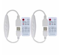 Clearhill USB Male and Female Dimmer Switch with The Remote Control 2Packs,6-Speed Dimming,ON-Off Function,Stepless Dimming,2A Current,22AWG Wire,60s delay Off,for 5V Single Color Led Lights(White)