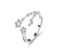 Clearine 12 Constellation Zodiac Cubic Zirconia Adjustable Ring for Women -Pisces Horoscope Stars Astrology Jewellery