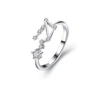 Clearine 925 Sterling Silver CZ Adjustable Statement Ring for Women -Libra Horoscope Zodiac 12 Constellation Astrology Jewellery