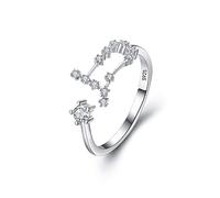 Clearine 925 Sterling Silver CZ Statement Ring for Women -"Gemini" Horoscope Zodiac 12 Constellation Astrology Adjustable Ring