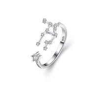 Clearine 925 Sterling Silver CZ Statement Ring for Women -"Virgo" Horoscope Zodiac 12 Constellation Astrology Adjustable Ring