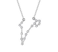 Clearine 925 Sterling Silver Necklace for Women - Pisces Constellation Zodiac 12 Horoscope Astrology CZ Pendant Birthday Jewellery Gift