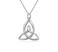 Clearine 925 Sterling Silver Triangle Celtic Knot Necklace Trinity Irish Jewellery, Valentines/Mothers Day/Birthday/Christmas Jewelry Gift for Women Girls Mom