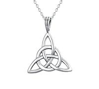 Clearine 925 Sterling Silver Triangle Celtic Knot Necklace Trinity Irish Valentines Mothers Day Christmas Jewellery Gift for Women Girls