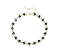 Clearine Colourful Costume Crystal Choker Necklace for Women, Emerald Green Rhinsetone Gold Plated Chain Necklace Prom Party Jewellery