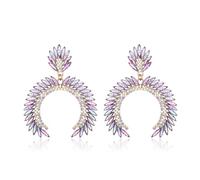 Clearine Gorgeous Stunning Rhinestone Marquise Cluster Dangle Drop Earrings for Women Bride Bridesmaid Wedding Party Prom Purple Gold-Tone