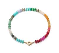Clearine Handmade Unique Nature Stone Colourful Rainbow MultiColour Stone Strand Choker Necklace for Women Beach Summer Jewellery