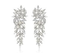 Clearine Rhinestone Drop Dangle Earrings for Women, Sparkly Crystal Chandelier Statement Earrings for Prom Party Wedding Jewellery Clear Silver-Tone