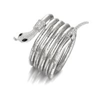 Clearine Snake Bracelet Snake Open Bangle Cuff Adjustable Punk Choker Flexible Multi-Purpose Medusa Necklace Halloween Jewellery Gift for Women Men, Grey