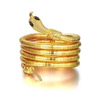 Clearine Snake Bracelet Snake Open Bangle Cuff Adjustable Punk Choker Flexible Multi-Purpose Medusa Necklace Halloween Jewellery Gift for Women Men, Gold