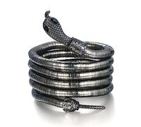 Clearine Snake Bracelet Snake Open Bangle Cuff Adjustable Punk Choker Flexible Multi-Purpose Medusa Necklace Halloween Jewellery Gift for Women Men, Black