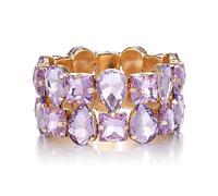 Clearine Sparkle Rhinestone Crystal Art Deco Stretch Bracelet for Women Wedding Prom Party Light Purple Gold-Tone