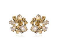 Clearine Sparkly Rhinestone Marquise Teardrop Emerald Cut Statement Dangle Drop Earrings for Women Bride Bridesmaid Wedding Party Prom Jewellery Accessories Champagne Antique Gold-Tone