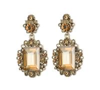 Clearine Victorian Style Statement Dangle Pierced Earrings for Women, Stunning Shiny Crystal Inspired Emerald Cut Earring for Costume Party Prom Jewellery Acessories Champagne Antique-Gold-Tone