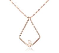 Clearine Wedding Engagement Ring Holder Necklace S925 Silver Rose Gold Initial B Geometric Pendant Ring Keeper Necklace Birthday/Valentine's Day/Christmas/Mother's Day Jewellery Gift for Women