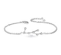Clearine Women 925 Sterling Silver Wedding Bridal CZ Horoscope Zodiac 12 Constellation Astrology Link Bracelet Clear April Birthstone Virgo