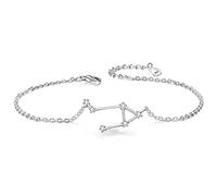 Clearine Women 925 Sterling Silver Wedding Bridal CZ Horoscope Zodiac 12 Constellation Astrology Link Bracelet Clear April Birthstone "Libra"