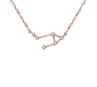 Clearine Women 925 Sterling Silver Wedding Bridal CZ Horoscope Zodiac 12 Constellation Astrology Pendant Necklace Clear Rose-Gold-Toned April Birthstone "Libra"