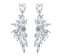 Clearine Women's Wedding Earrings for Bridal Crystal Teardrop Multi Marquise Cluster Bling Dangle Earrings Clear Silver-Tone