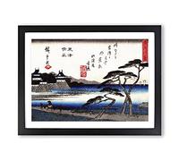 Clearing Weather At Awazu By Utagawa Hiroshige Asian Japanese Framed Print | A4 Black Framed Wall Art | Ready to Hang | Asian Nature Picture | Living Room Bedroom Lounge Office