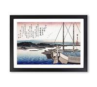 Clearing Weather at Shibaura by Utagawa Hiroshige Framed Print | A2 Black Framed Wall Art | Ready to Hang | Asian Nature Picture | Living Room Bedroom Lounge Office