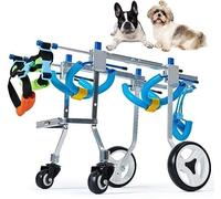 Clearlin Aluminum Pet Wheelchair for Dogs - 4-Wheel Mobility Aid for Paralyzed Hind Legs, Easy Assembly, Sizes for Medium/Large/Small Dogs, Dog Walker Rehabilitation Support(Size S)