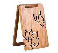 Clearlin Foldable Wooden Makeup Mirror with Delicate Sculpture Design Portable Handheld Cosmetic Mirror for Travel and Women’s Daily Use with Carved Butterfly Pattern