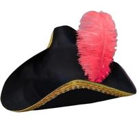 Clearlin Pirate Hat for Women Men Colonial Tricorn Hat Halloween Pirate Costume Accessories(Red)
