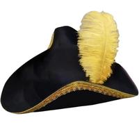 Clearlin Pirate Hat for Women Men Colonial Tricorn Hat Halloween Pirate Costume Accessories(Yellow)