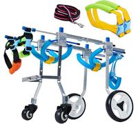 Clearlin Premium Full Body Dog Wheelchair with 4 Wheels, Adjustable Aluminum Pet Cart for Front/Back Leg Rehabilitation, Mobility Aid for Small to Large Dogs(Size XS)