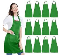 ClearloveWL 12 Pack Bib Apron - Unisex Black Apron Bulk with 2 Roomy Pockets Machine Washable for Kitchen Cooking Crafting BBQ Drawing (Color : Green, Size : 12 Pack)
