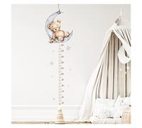 ClearloveWL Height chart for kids, Sleeping Teddy Bear Moon Height Measure Wall Stickers Growth Chart Ruller Wall Decals for Kids Room Bedroom Nursery Room Murals
