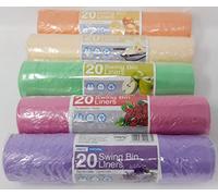 Clearly 200 x 50L Tie Handle Scented Swing Bin Liners - 40 Each of Vanilla, Apple, Orange, Rose & Lavender - 600x880mm (23x34") - 1 Count - Household Waste