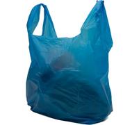 Clearly Carrier Bags - Pack of 100 Blue Strong Duty Plastic Reusable Shopping Bags, 30x46x58cm, With Handles, Vest Style, Perfect for Food, Clothes, Books and More