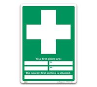Clearly Indicate First Aiders & Aid Equipment Locations - Versatile First Aid Signs - A3 Self-adhesive Vinyl - for Compliance with EU & UK Legislation, BS EN ISO 7010 & BS 5499