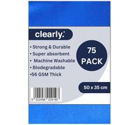 Clearly Multipurpose Cloths, Pack of 75, Super Absorbent Cleaning Cloths, Machine Washable Window Cleaning Cloths, 58GSM, 50x35cm, Essential Household Supplies and Cleaning Products